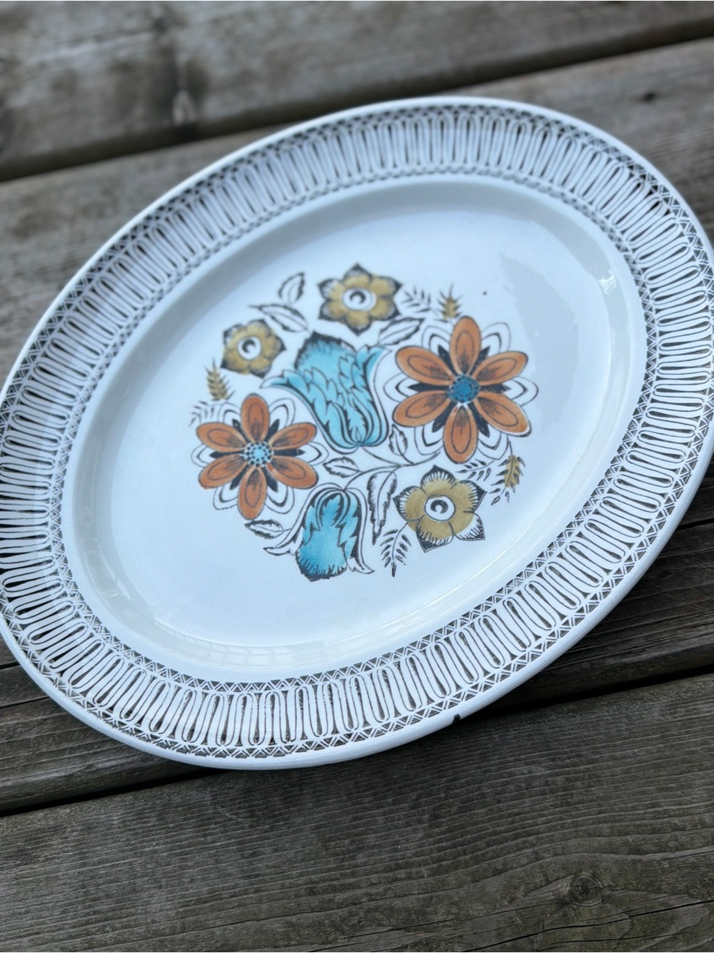 Broadhurst Kathie Winkle Seychelles Oval Serving Platter Vintage Ironstone 12”
